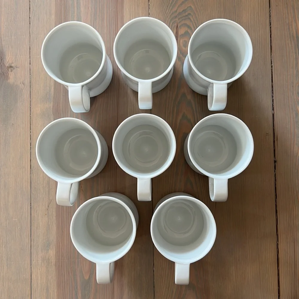 NWT Crate & Barrel Sagaform Set of 8 White Ceramic Mugs